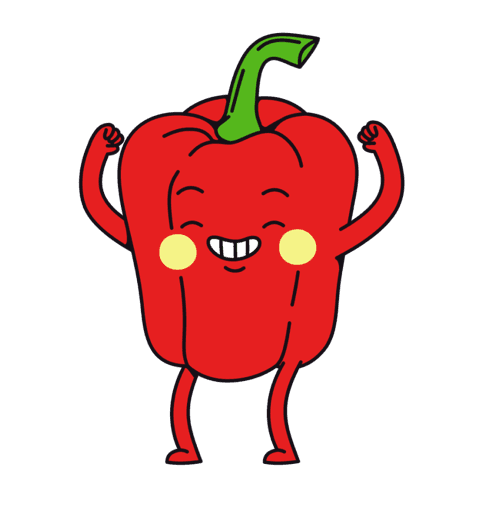 Strong pepper mascot cheering you on